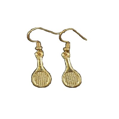 Gold Plated Tennis Racquet Earrings