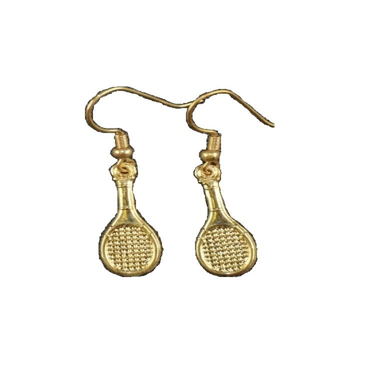 Gold Plated Tennis Racquet Earrings