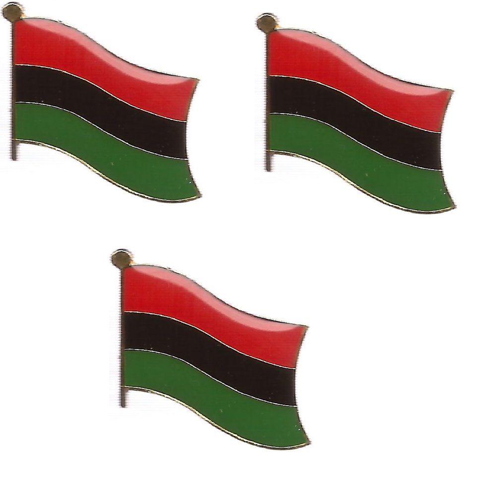 3 African American Flag Lapel Pins - Enamel International Tie & Hat Badges - Perfect Souvenir Pins Made of Durable Metal (3 African American Pins)