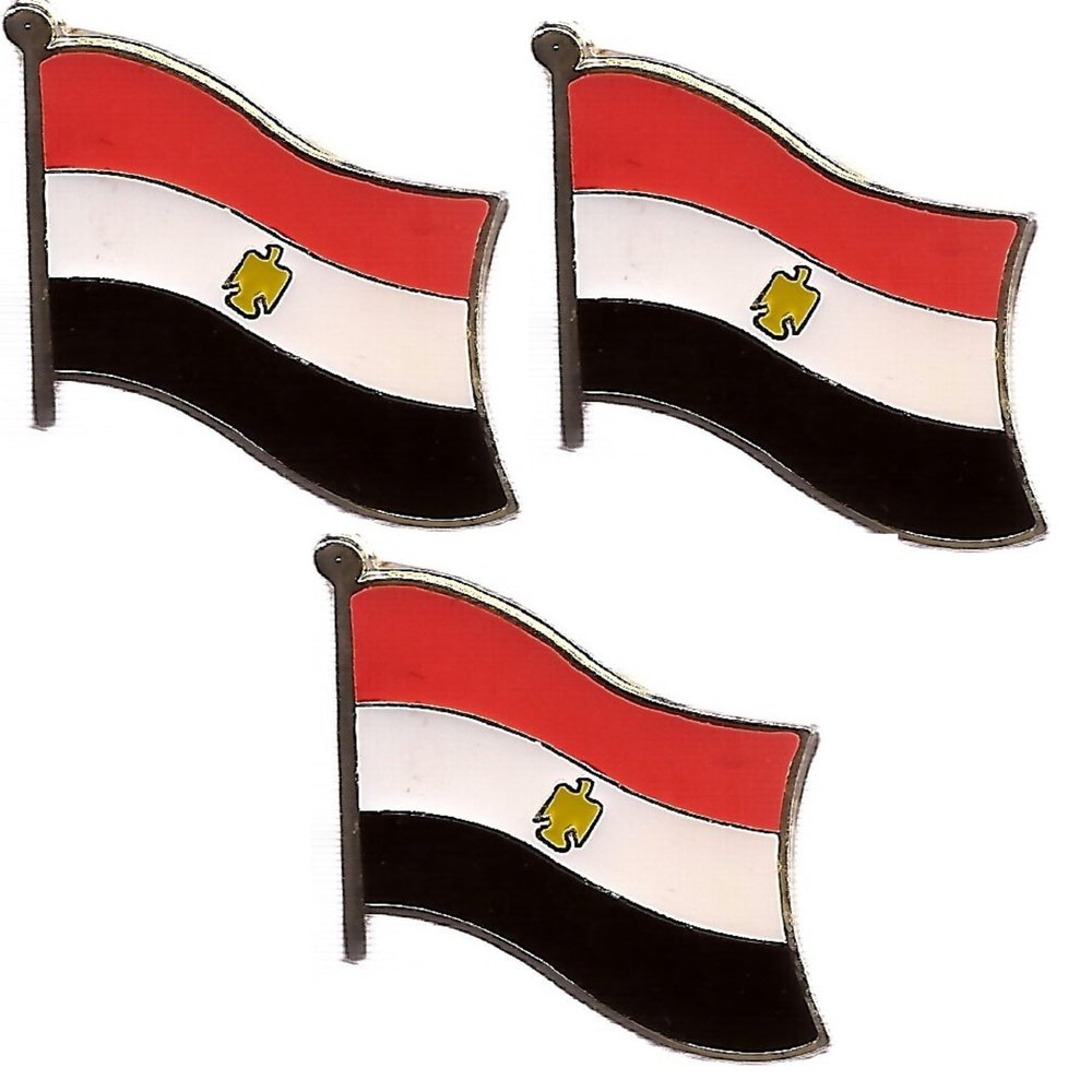 3 Egypt Flag Lapel Pins Three Enamel International Tie & Hat Pin Badges Souvenir Pins Made of Metal (3 Egypt Pins)