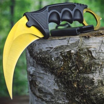 Innoverse Doppler Karambit Hawkbill Full Tang Neck Knife w/ABS Sheath (Limited Edition) (Gold)