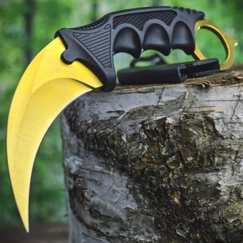 Innoverse Doppler Karambit Hawkbill Full Tang Neck Knife w/ABS Sheath (Limited Edition) (Gold)