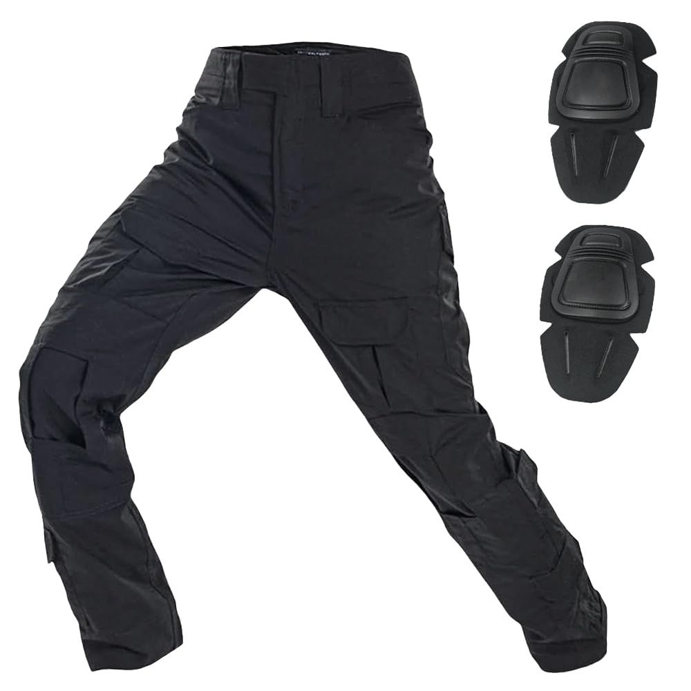 H World Shopping Military Army Tactical Airsoft Paintball Shooting Pants Combat Men Pants with Knee Pads (Black, XXL)