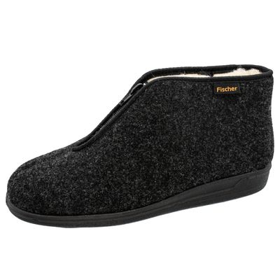 Fischer Men's High Hi-Top Slippers, Black Anthracite 205, 6.5