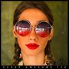 SA106 Classic Oversize Joplin Style Hippie Round Circle Lens Sunglasses Silver Blue Purple view 2