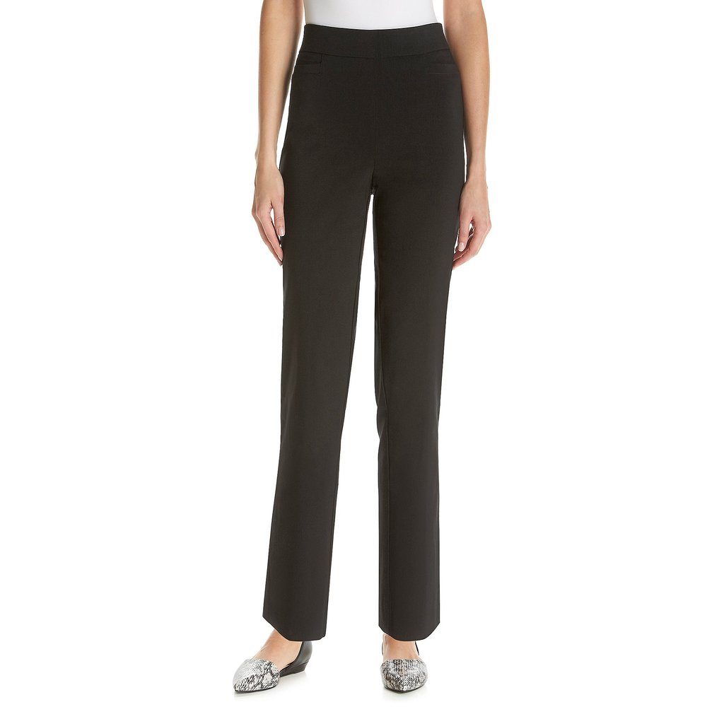 Alfred Dunner Women's Allure Slimming Missy Stretch Pants-Modern Fit, Black, 18