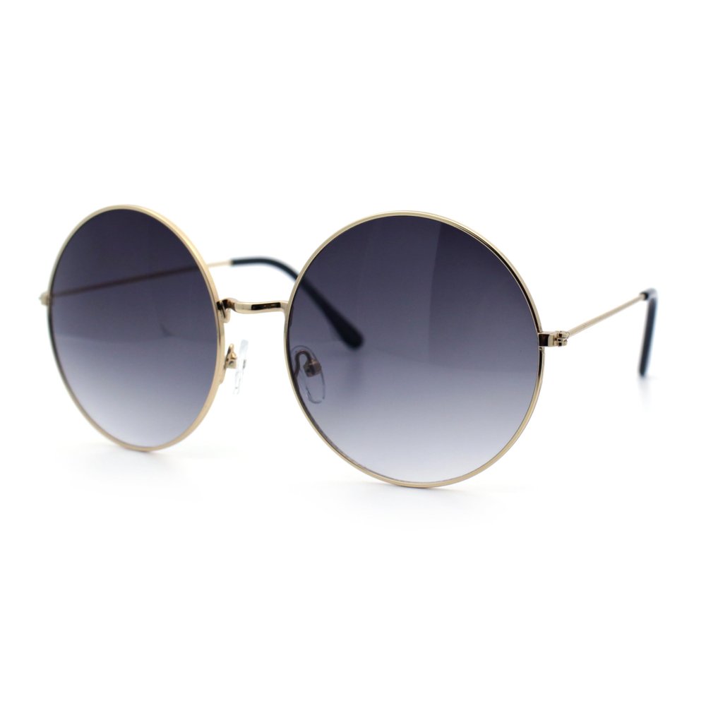 SA106 Classic Oversize Joplin Style Hippie Round Circle Lens Sunglasses Gold Smoke