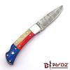 BLAYDZ Damascus Pocket Knife for men with Premium Leather Sheath - Damascus Folding Knife with Backlock - Folding Damascus Steel Knife with Texas Flag Handle (9067) view 4