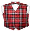 Vesuvio Napoli Men's Plaid Design Dress Vest & BOWTie Black Red White BOW Tie Set 6XL view 1