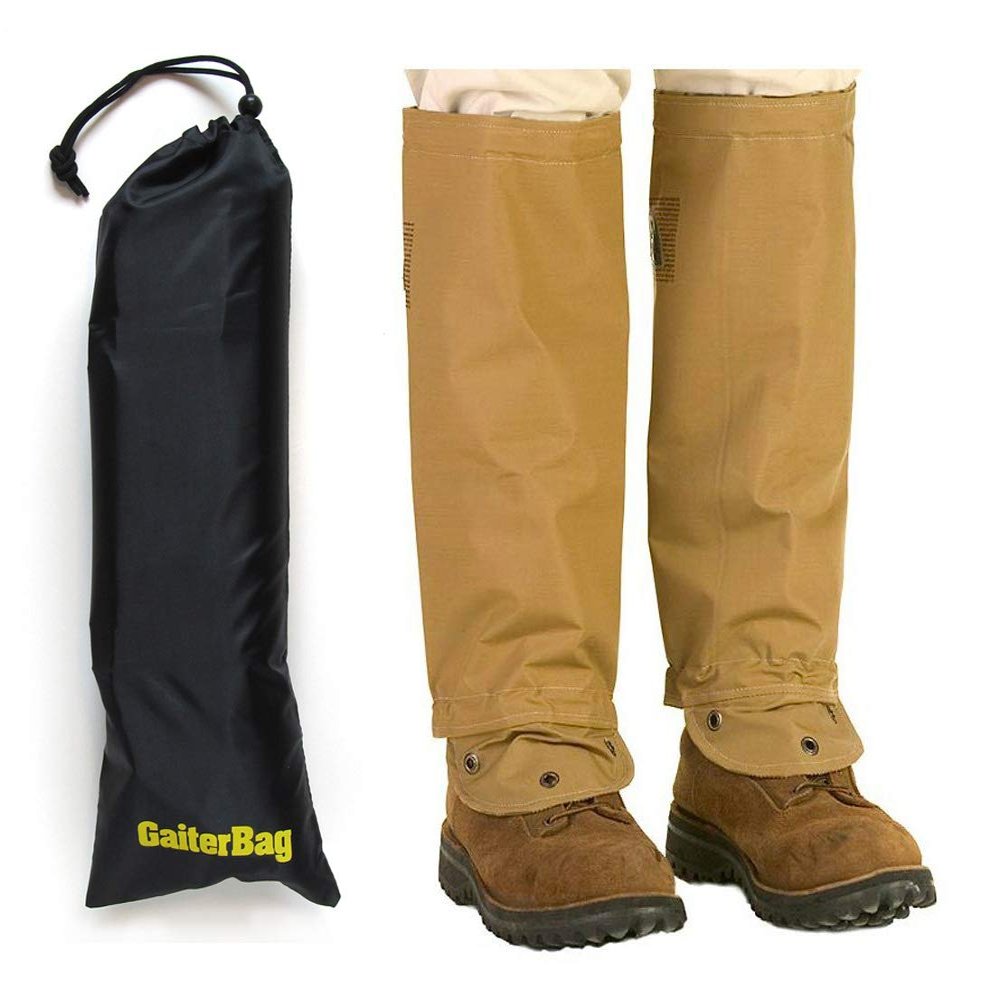 TurtleSkin SnakeArmor Snake Gaiters - Regular - Reversible Khaki Bundled with Nylon Storage Bag