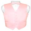Vesuvio Napoli Men's Dress Vest & BowTie Solid PINK Color Bow Tie Set for Suit or Tuxedo 5XL view 1