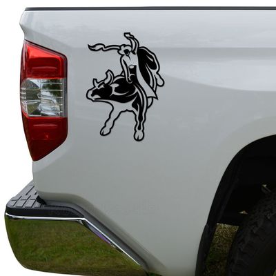 Bullriding Bullrider Cowboy Die Cut Vinyl Decal Sticker For Car Truck Motorcycle Window Bumper Wall Decor Size- [8 inch/20 cm] Tall Color- Gloss White