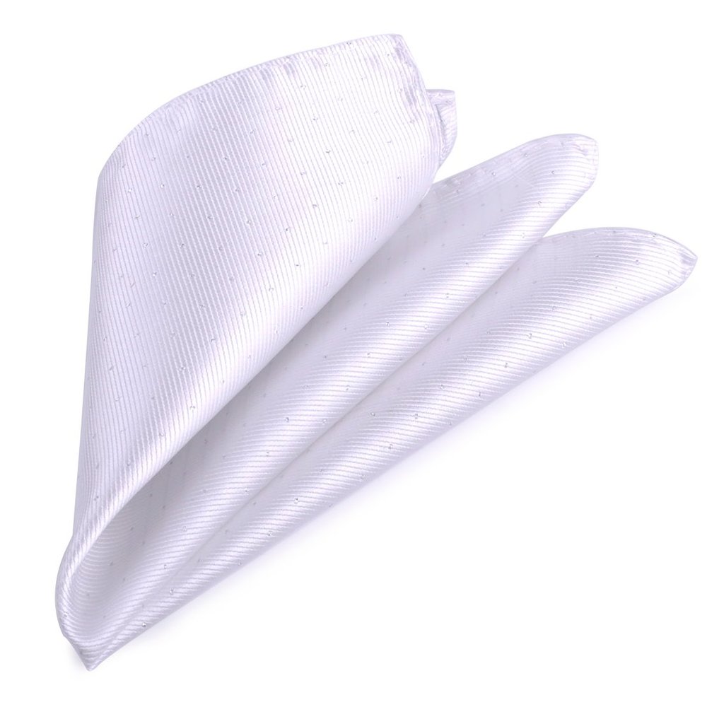 ciciTree 12x12 Men's Polka Dot White Pocket Square Jacquard Woven Handkerchief Gift