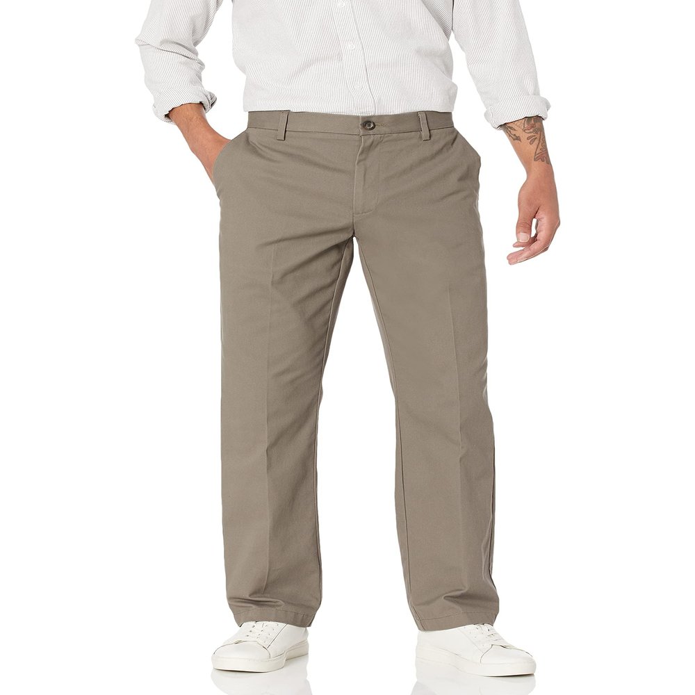Amazon Essentials Men's Classic-Fit Wrinkle-Resistant Flat-Front Chino Pant (Available in Big & Tall), Dark Brown, 38W x 28L