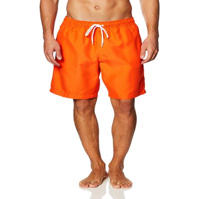 Amazon Essentials Men's 9" Swim Trunks with Mesh Lining, Pockets, Drawstring Closure, Orange, Large