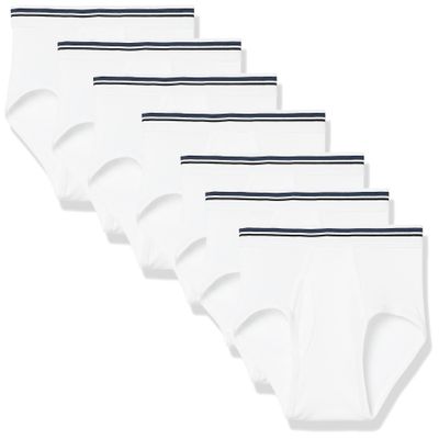 Amazon Essentials Men's 7-Pack Tag-Free Briefs, White, Medium