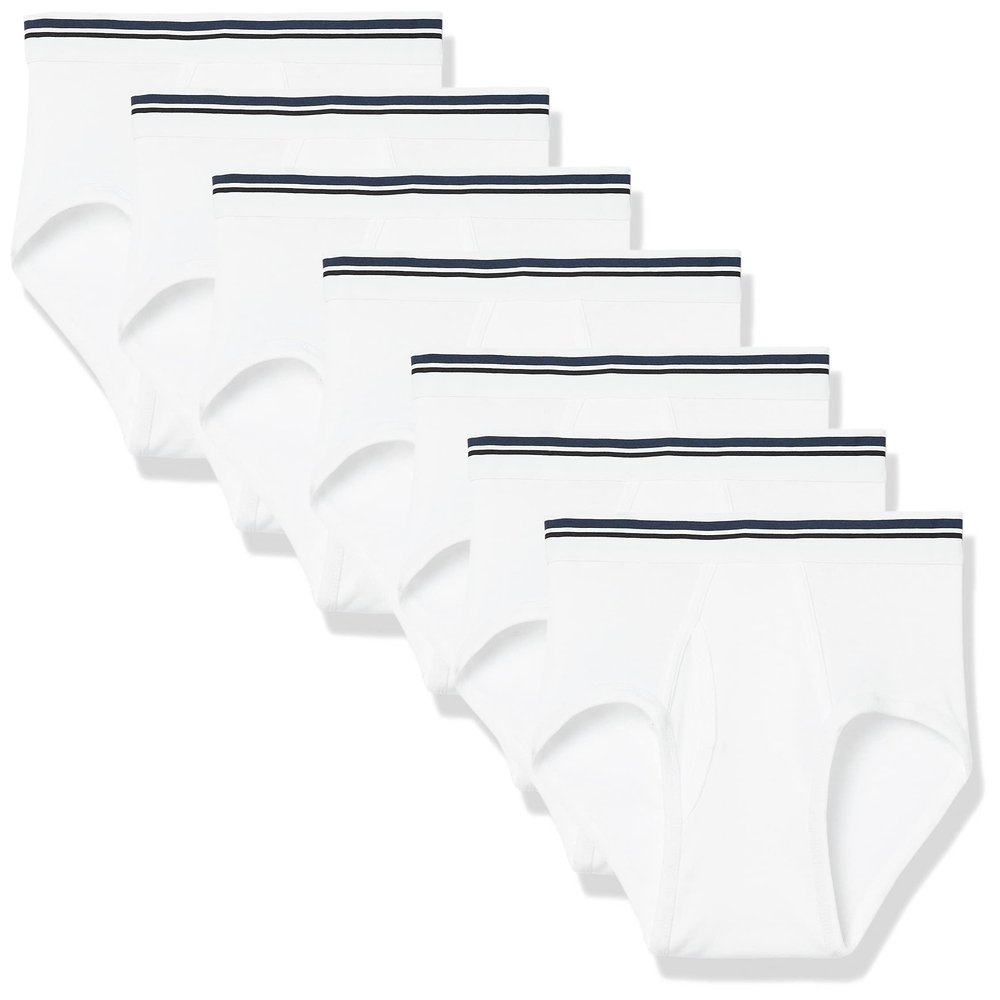 Amazon Essentials Men's 7-Pack Tag-Free Briefs, White, Medium