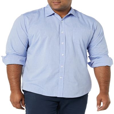 Amazon Essentials Men's Regular-Fit Long-Sleeve Casual Poplin Shirt, French Blue, Large