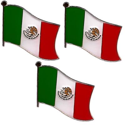 3 Mexico Flag Lapel Pins - Enamel International Tie & Hat Badges - Perfect Souvenir Pins Made of Durable Metal (3 Mexico Pins)