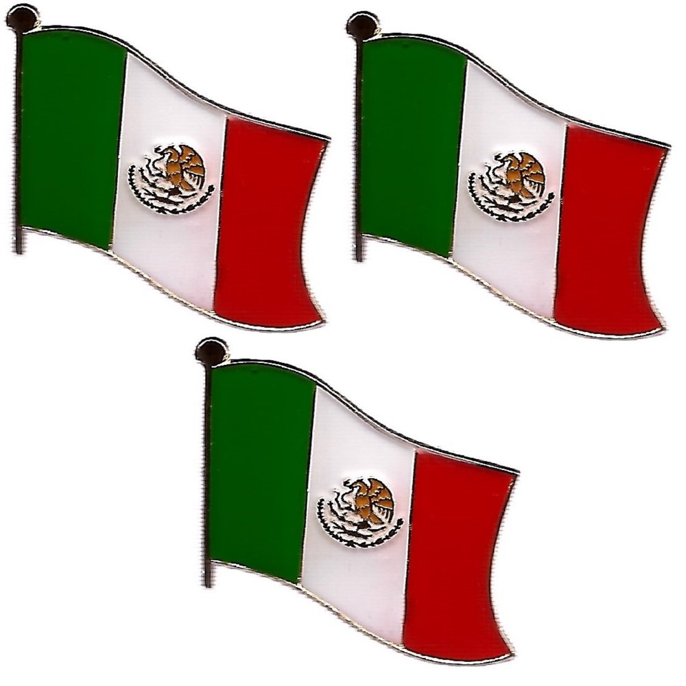3 Mexico Flag Lapel Pins - Enamel International Tie & Hat Badges - Perfect Souvenir Pins Made of Durable Metal (3 Mexico Pins)