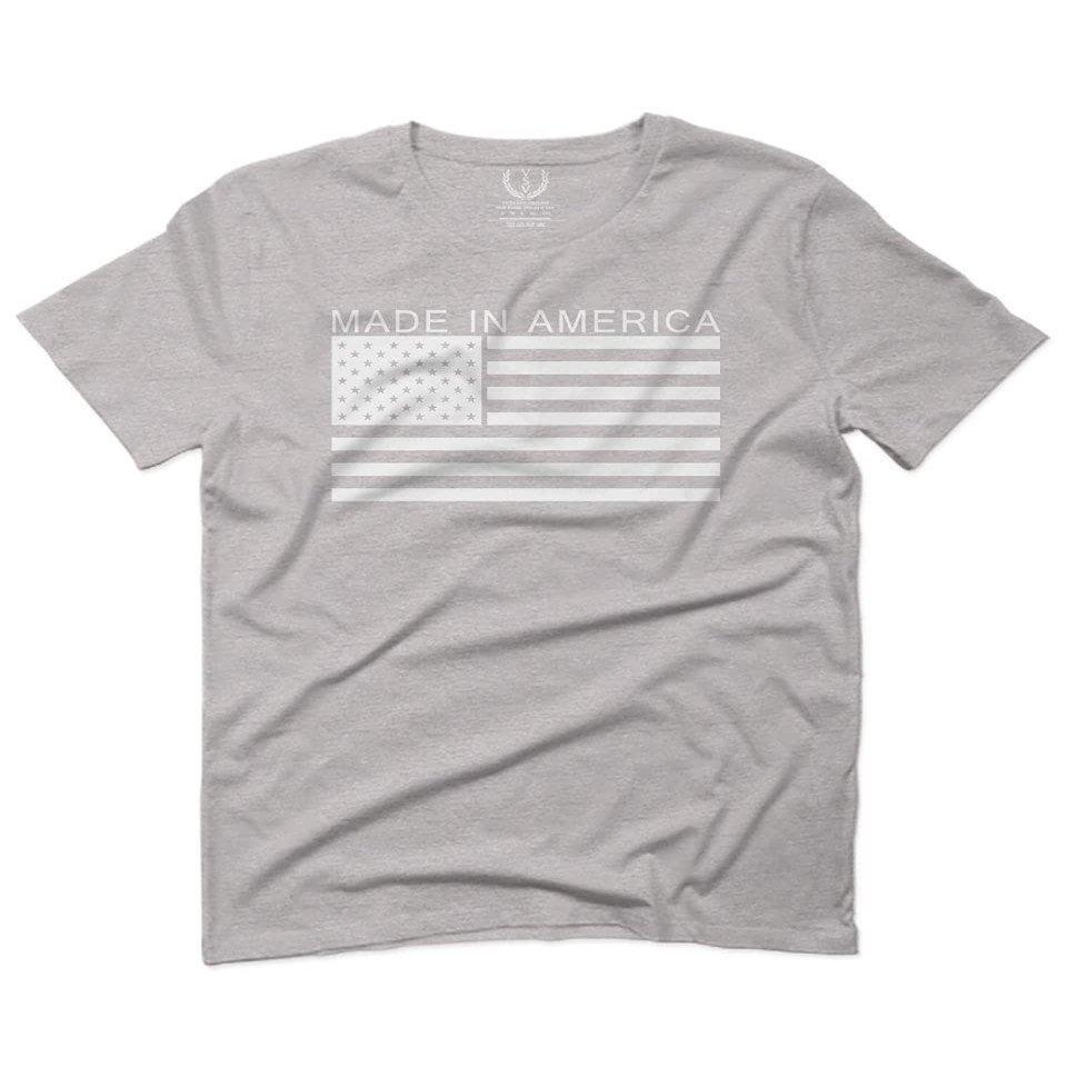0010. Patriotic American Proud Made in USA United States America Flag Military Patriotic Style for Men T Shirt (Light Gray 2X-Large)