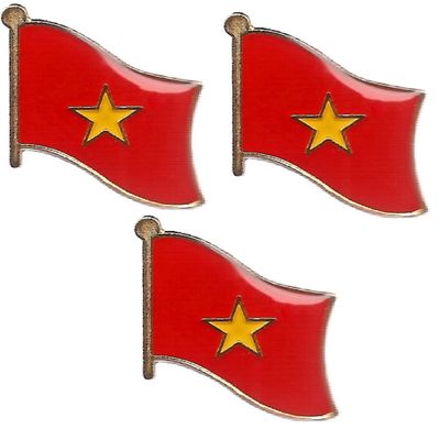 3 Vietnam Flag Lapel Pins - Enamel International Tie & Hat Badges - Perfect Souvenir Pins Made of Durable Metal (3 Vietnam Pins)