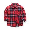 OCHENTA Big Boys Flannel Shirt Button Down Red Flannel Long Sleeve Christmas Outfit E002 Classic Red 150 7-8 Years view 1