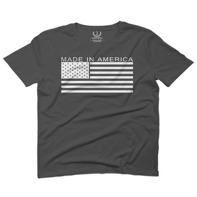 0010. Patriotic American Proud Made in USA United States America Flag Military Patriotic Style for Men T Shirt (Charcoal, 2X-Large)