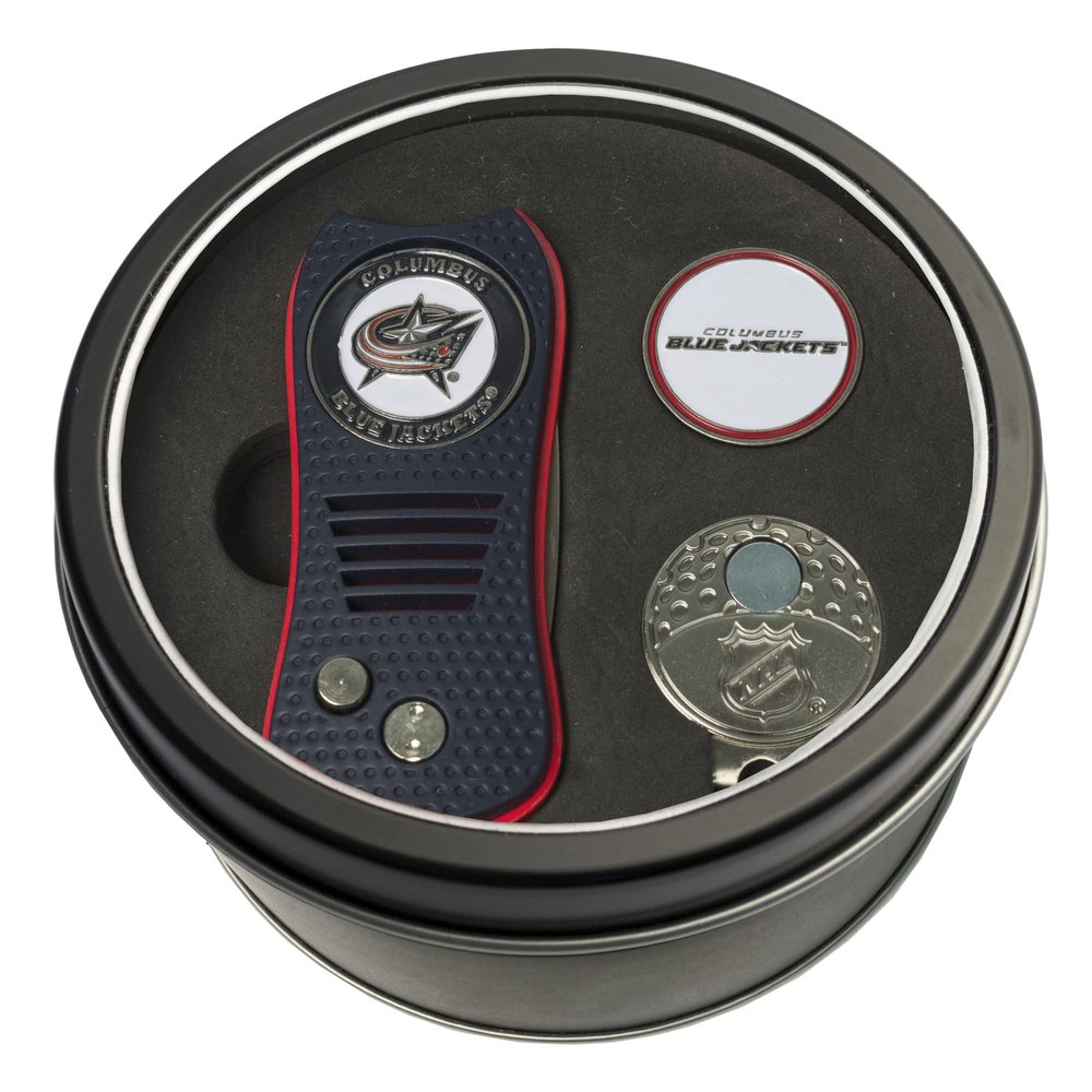 Team Golf NHL Gift Set Switchblade Divot Tool, Cap Clip, & 2 Double-Sided Enamel Ball Markers, Patented Design, Less Damage to Greens, Switchblade Mechanism