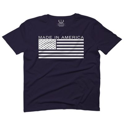 0010. Patriotic American Proud Made in USA United States America Flag Military Patriotic Style for Men T Shirt (Navy Blue, 2X-Large)