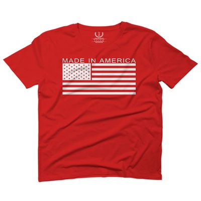 0010. Patriotic American Proud Made in USA United States America Flag Military Patriotic Style for Men T Shirt (Red, 2X-Large)