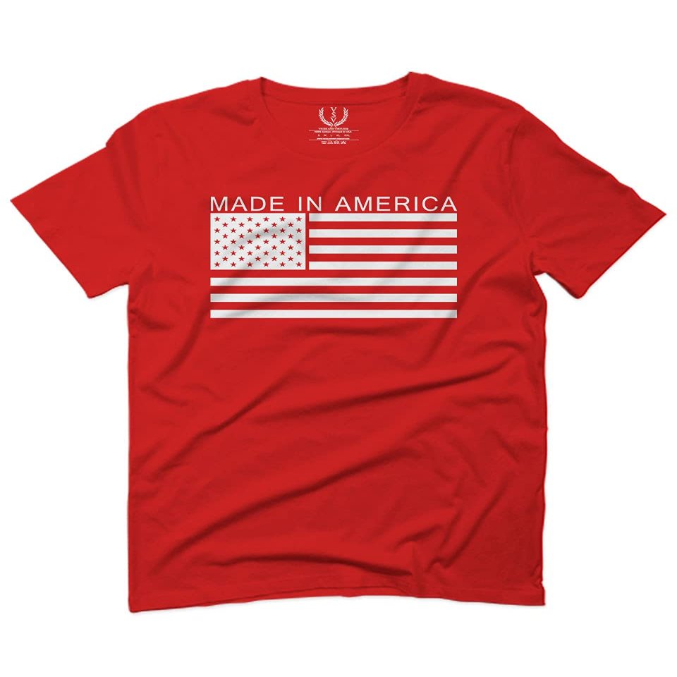 0010. Patriotic American Proud Made in USA United States America Flag Military Patriotic Style for Men T Shirt (Red, 2X-Large)