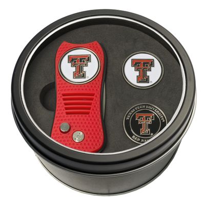 Team Golf NCAA Texas Tech Red Raiders 2 Ball Markers Tin Gift Set with Retractable Divot Tool and 3 Double-Sided Magnetic Ball Markers, Patented Single Prong Design, Causes Less Damage to Greens