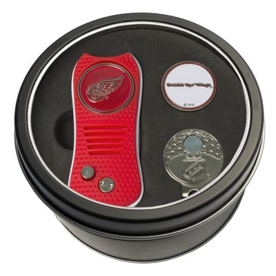 Team Golf NHL Detroit Red Wings Tin Gift Set with Retractable Divot Tool, Cap Clip, and Ball Marker Gift Set, Cap Clip, & 2 Double-Sided Enamel Ball Markers, Patented Design, Less Damage to Greens