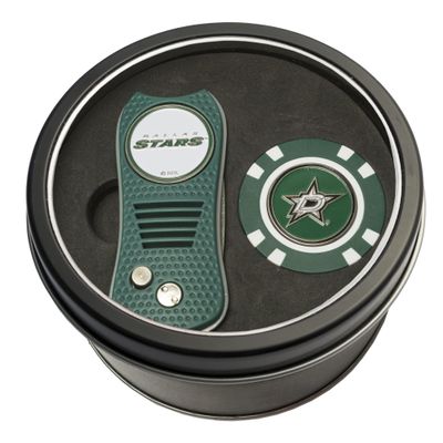 Team Golf NHL Dallas Stars Tin Gift Set with Retractable Divot Tool and Golf Chip Gift Set & Chip, Includes 2 Double-Sided Enamel Ball Markers, Patented Design, Less Damage to Greens