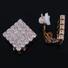 Grace Jun Bridal AAA Cubic Zirconia Square Clip on Earrings Non Piercing Copper Material Ear Clip (gold plated) view 3