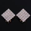 Grace Jun Bridal AAA Cubic Zirconia Square Clip on Earrings Non Piercing Copper Material Ear Clip (gold plated) view 4