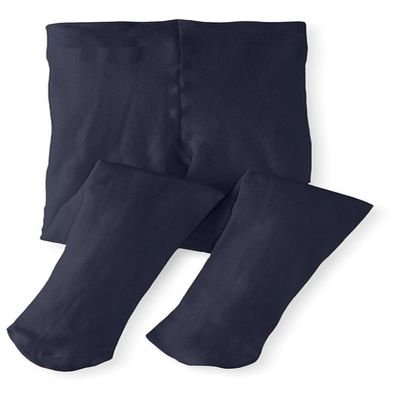 Monvecle Toddler to Big Girls' Opaque Microfiber Dance Stockings Kids School Uniform Footed Tights Navy 10-14