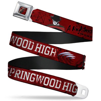 Buckle-Down Seatbelt Belt - A NIGHTMARE ON ELM STREET/SPRINGWOOD Freddy Pose Black/Red/White - 1.5" Wide - 32-52 Inches in Length