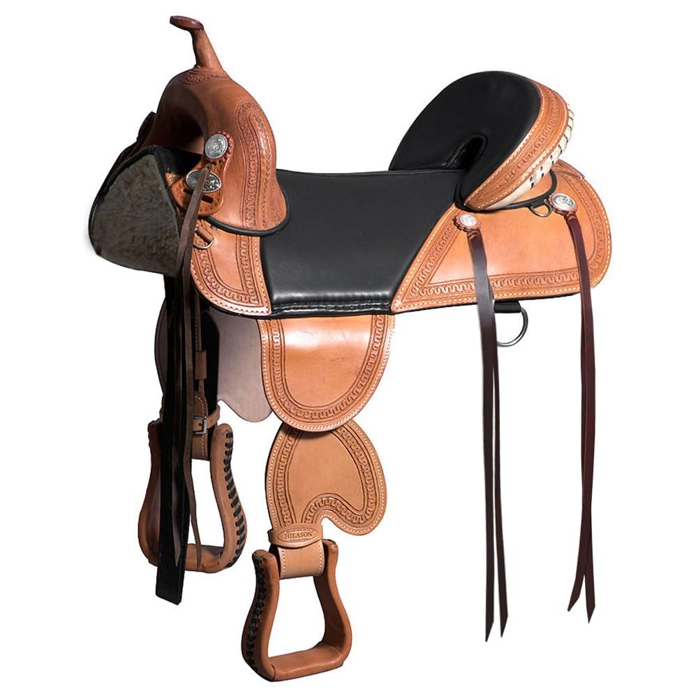 HILASON 16 in Western Horse Treeless Trail Saddle Genuine American Leather Tan l