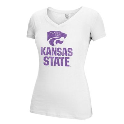 J America NCAA Kansas State Wildcats Adult Women Large Mascot Essential Tee, Large, White
