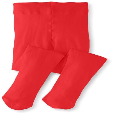 Monvecle Toddler to Big Girls' Opaque Microfiber Dance Stockings Kids School Uniform Footed Tights Red 6-8
