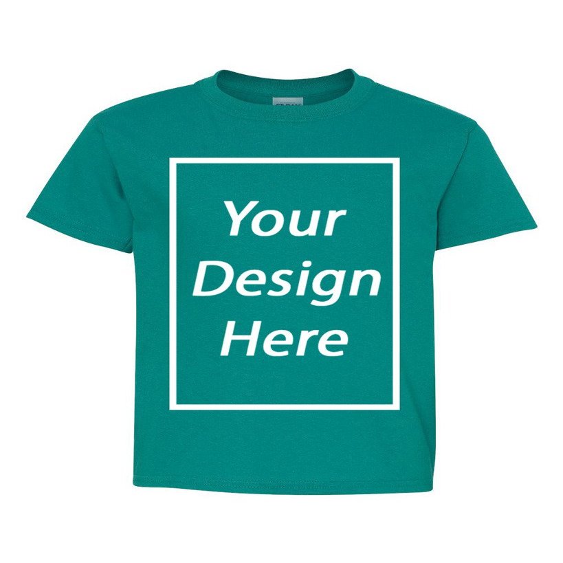Add Your Own Text Design Custom Personalized Youth Kids T-Shirt Tee (Small, Tropical Blue)