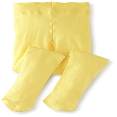 Monvecle Toddler to Big Girls' Opaque Microfiber Dance Stockings Kids School Uniform Footed Tights Yellow 8-10