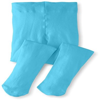 Monvecle Toddler to Big Girls' Opaque Microfiber Dance Stockings Kids School Uniform Footed Tights Turquoise 4-6