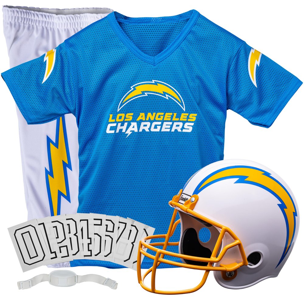 NFL Los Angeles Chargers Unisex Franklin Sports NFL Los Angeles Chargers Deluxe Uniform Set- Largeuniform Set, Blue, Large