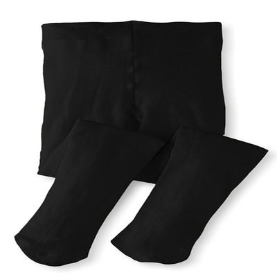 Monvecle Toddler to Big Girls' Opaque Microfiber Dance Stockings Kids School Uniform Footed Tights Black 10-14