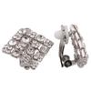 Grace Jun Bridal Rhinestone Crysta Square Shape Clip on Earrings Non Piercing for Women Jewelry (silver plated) view 1