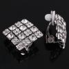 Grace Jun Bridal Rhinestone Crysta Square Shape Clip on Earrings Non Piercing for Women Jewelry (silver plated) view 2