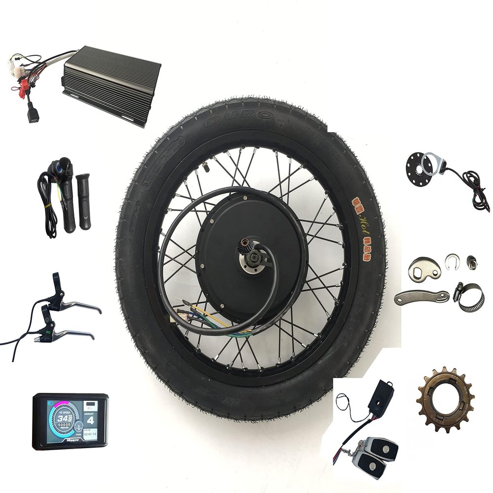 QS 3000W Rear Wheel Electric Bike Conversion Kit, 72V 80A Sine Wave Programmable Controller with PAS and Alarm, TFT Color Display System, QS 3000W (19inch Rear)
